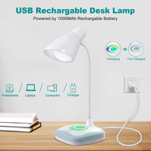 Imagen 9 de 10 de Lámpara Led De Escritorio Para Lectura Recargable