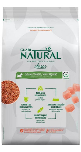 Ração Cães Guabi Natural Ad Obesos Mini/peq Frango 10,1kg