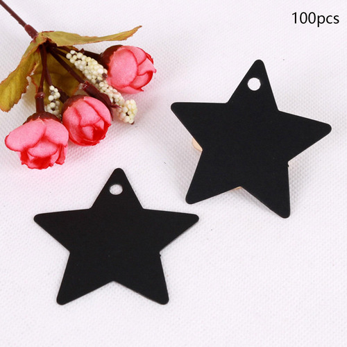 100x Etiquetas De Regalo En Forma De Estrella Negro