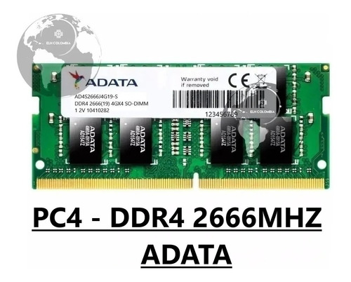 Memoria Ram Portatil 4gb Ddr4 Pc4-2400t / 2133 Mhz Nueva