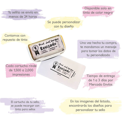 Imagen 2 de 6 de Sello Para Maestras Y Educadoras 5.8 X 2.2 Cm Personalizado