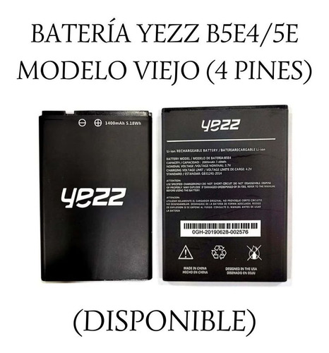 Batería Yezz B5e4/5e Modelo Viejo (4 Pines).