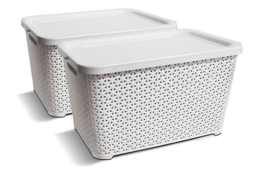 Canastos Organizador Plastico Apilable Rattan Chico Pack X 2 Colombraro