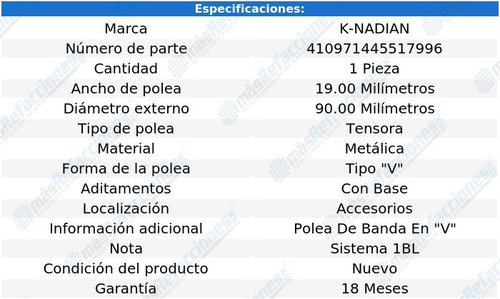 Polea Tensora Metalica Tipo V Fairlane L6 4.1l 69 Al 70