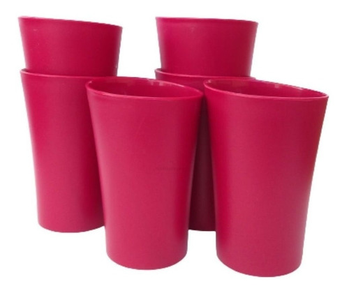 Kit 06 Copos Plastico Duro Resistente Bebidas 400ml Vermelho