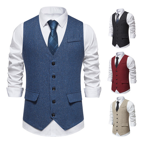 Chaleco Formal Casual De Negocios Para Hombre, Corte Ajustad