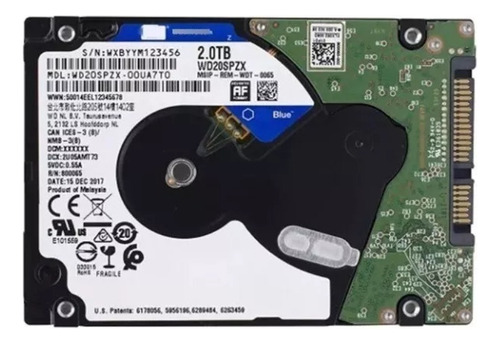 Disco Duro Interno Western Digital  Wd20spzx 2tb Azul