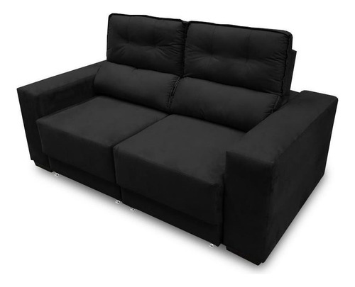 Sofá Retrátil E Reclinável 3 Lugares Rubia Suede Cor Preto