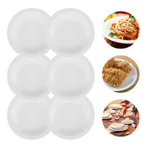 6 Pratos Fundo 23cm Gourmet Pro Branco Massas Macarronada