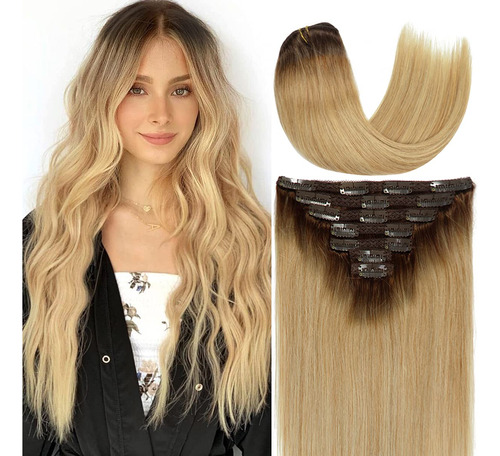 Caliee Extensiones De Cabello Humano Real Con Clip, Races De