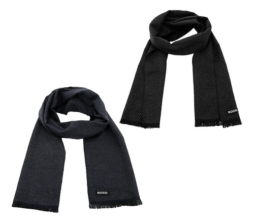 Bufanda Bossi Estilo Formal Moderna Y Elegante Unisex Negro Con Gris Liso