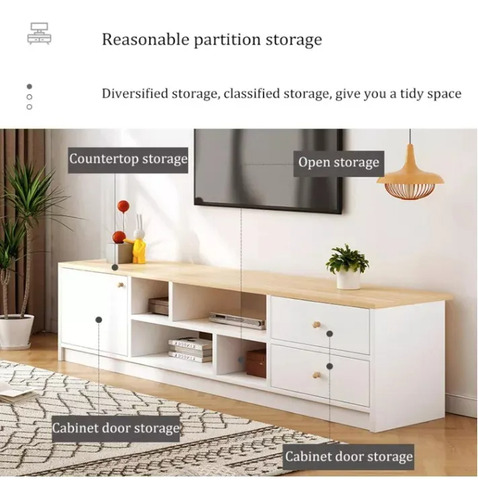 Mueble Mesa Para Tv 60'' 1.4m Repisa Moderno Estilo Vintage Marrón
