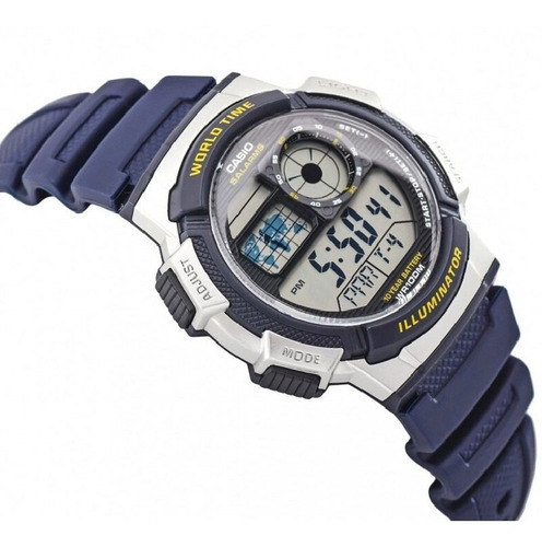 Reloj De Pulsera Casio Plateado Digital Correa Color Azul