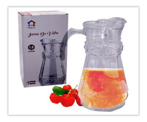 Jarra De Vidro 1,8 Litros C/ Tampa Suco Água Vinho Fuy485