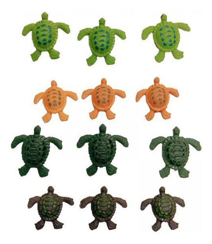 4 X 12 Piezas Realistas De Tortuga Marina, Minifiguras De