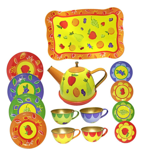 Juego De Té De Con Teteras De Metal, Tazas Y Platos,