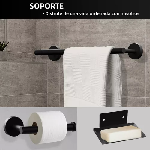 Set De Accesorios Para Baño Juego Toallero Bano Negro 12 Pcs