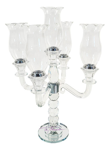 Candelabro Cristal 5 Velas 40 Cm Decoración Fiestas  