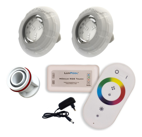 Kit 2 Leds Rgb Piscina - Controle Touch + Fonte + Disp. 50mm
