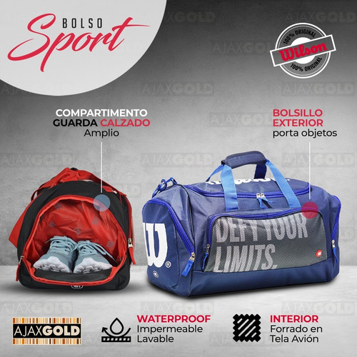 Imagen 4 de 10 de Bolso Wilson Deportivo Viaje Urbano Running Bolsillo Gym