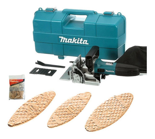 Combo Fresadora De Junção 4pl 710w Pj7000 + Biscoitos Makita 110v