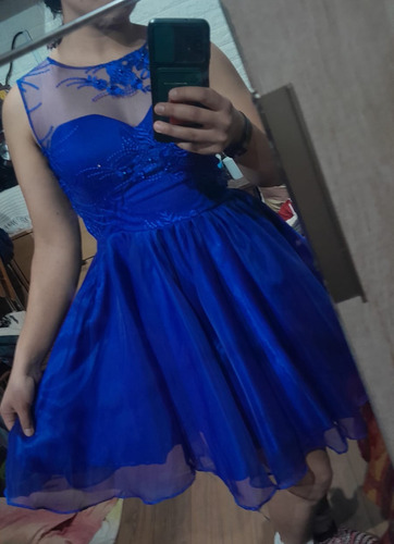 Vestido De Fiesta Azul  Talle S/m 