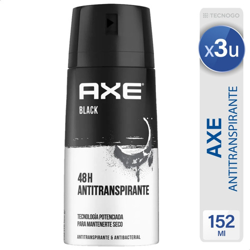Axe Antitranspirante Black Antibacterial Pack X3