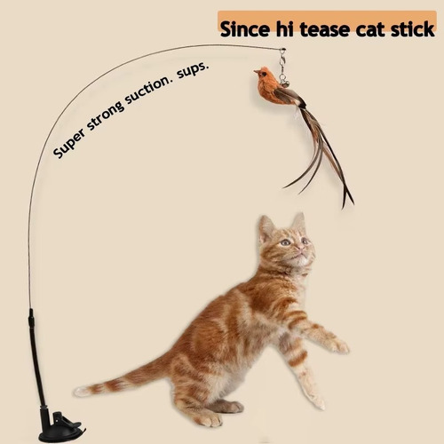 Brinquedo Interativo Para Gatos Varinha Com Pássaro Preto