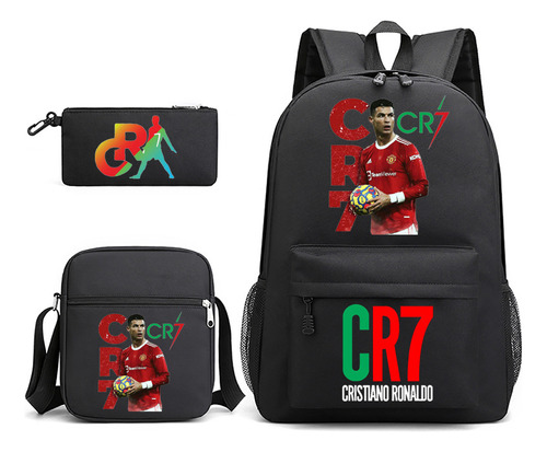 Mochila Juvenil De Fútbol Cr7 K2889, 3 Piezas