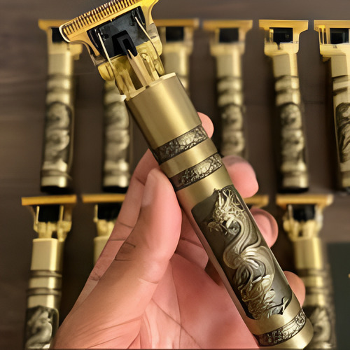 Máquina De Cortar Cabelo Trimmer Suit Cfl-1 Dragão Metal Dourado-escuro