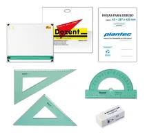Comprar Kit Tablero De Dibujo Técnico 50x60 Dozent Plantec Regla Más