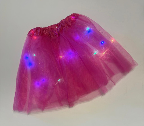 Pollera Tutu Tul Luminoso Led 30 Cm Cotillon Lumino Disfraz Fucsia Unico