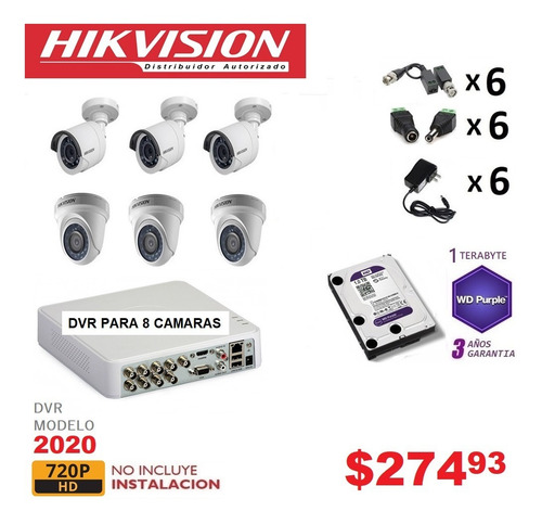 Kit 4 6 8 10 Camaras Seguridad Vigilancia 720p Hikvision