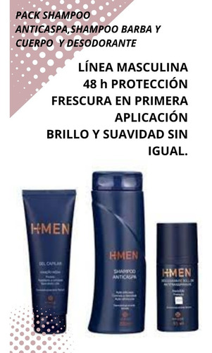 Pack Shampoo Anticaspa,shampoo Barba Y Cuerpo,desodorante 