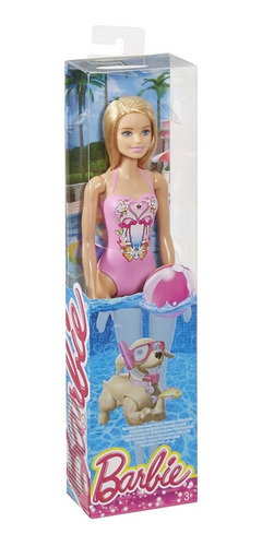 Boneca Barbie Loira Water Play Praia Maio Rosa