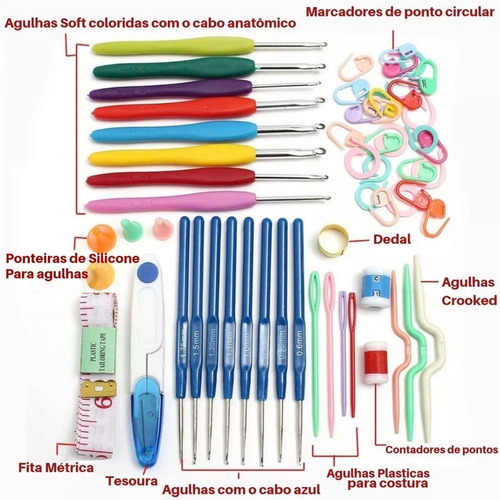 Kit Crochê 16 Agulhas Com Acessórios E Case Super Promoção