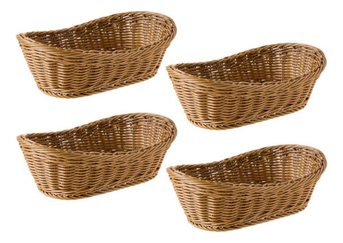 4 Cestas Ovaladas Para Pan Tejidas De Mimbre, Cesta De Almac