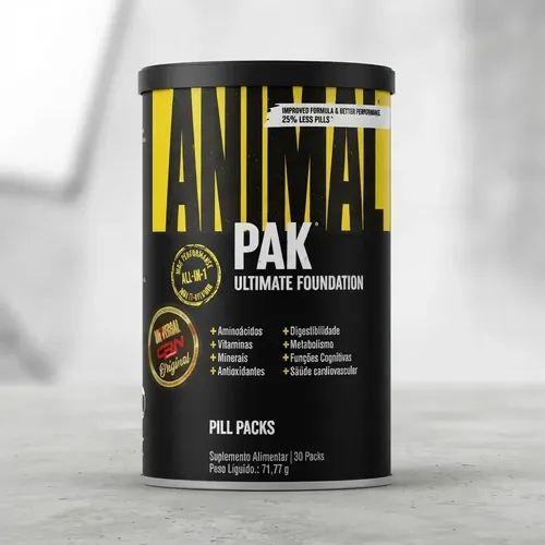 Animal Pak Multivitamínico Esportivo em Tabletes 30 Packs Sem