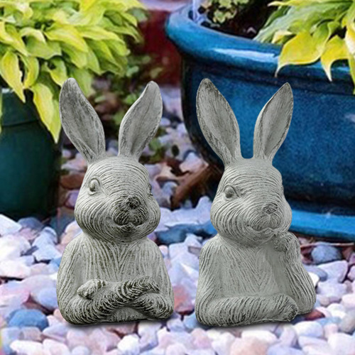 2 Pçs Resina Escultura Jardim Estátua