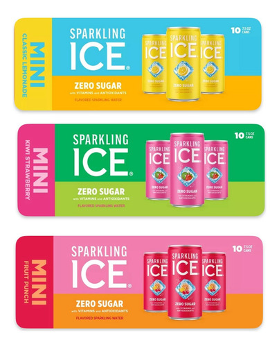 Sparkling Ice Zero Sugar, 30 Mini Latas Pack C/3 Sabores