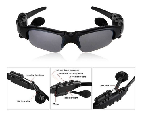 Gafas De Sol Bluetooth Manos Libres Micrófono + Estuche