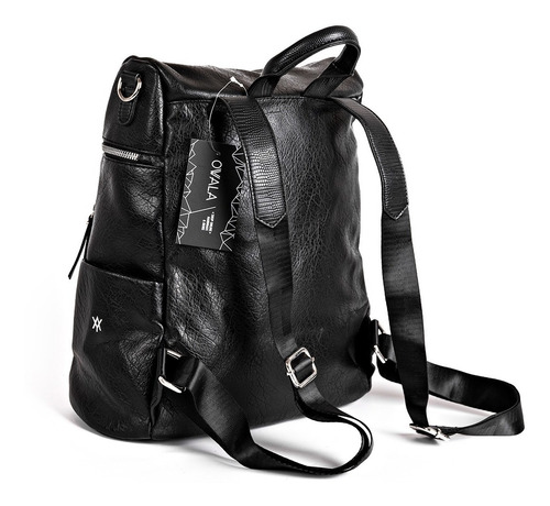 Imagen 2 de 6 de Mochila Cuero Sintetico Mujer Urbana Negra Amayra