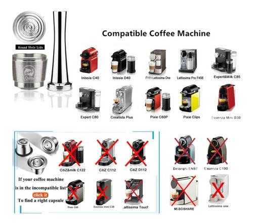 Imagen 9 de 10 de Cápsula Reutilizable Acero Para Nespresso Tapa Rosca Nuevo M