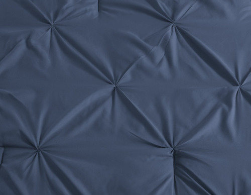 Edredón Plisado Azul Índigo King Size - Pintuck Microfibra