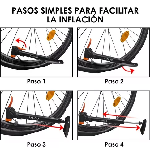 Inflador De Bicicleta Portatil Bomba Con Valvulas Parche De Reparacion  Incluido