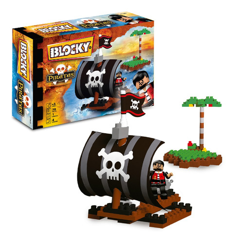 Imagen 1 de 2 de Blocky Balsa Pirata - 78 Piezas - Bloques Para Armar Rasti