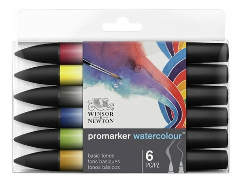 6 Marcadores Acuarelables Promarker Winsor & Newton Basicos