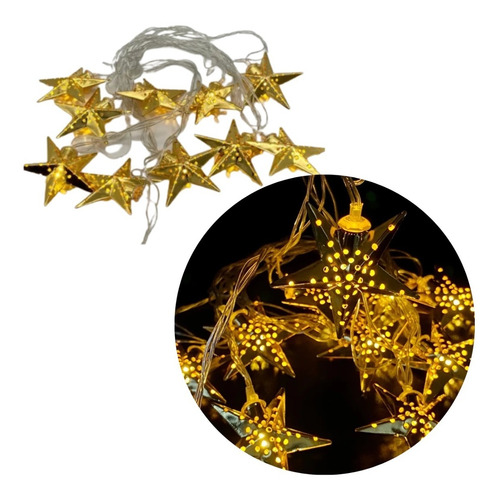 Imagen 1 de 10 de Guirnalda Estrellas Led Cálidas 2m Decoracion Navidad