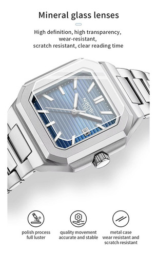 Reloj de cuarzo clásico cuadrado Nibosi 2689 para hombre