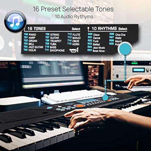 Teclado Digital Niños Portatil De Aprendizaje Principiantes Black